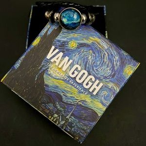 Van Gogh Art Glass Dome Leather Bracelet - New in box